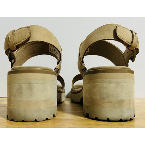 Timberland Women's Platform Sandals Tan Nubuck Leather Size 6.5 - Picture 3 of 9